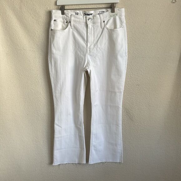 J Crew J Crew 9 Inch demi-boot crop jean in white wash‎ Womens Size 32 White - Picture 2 of 11